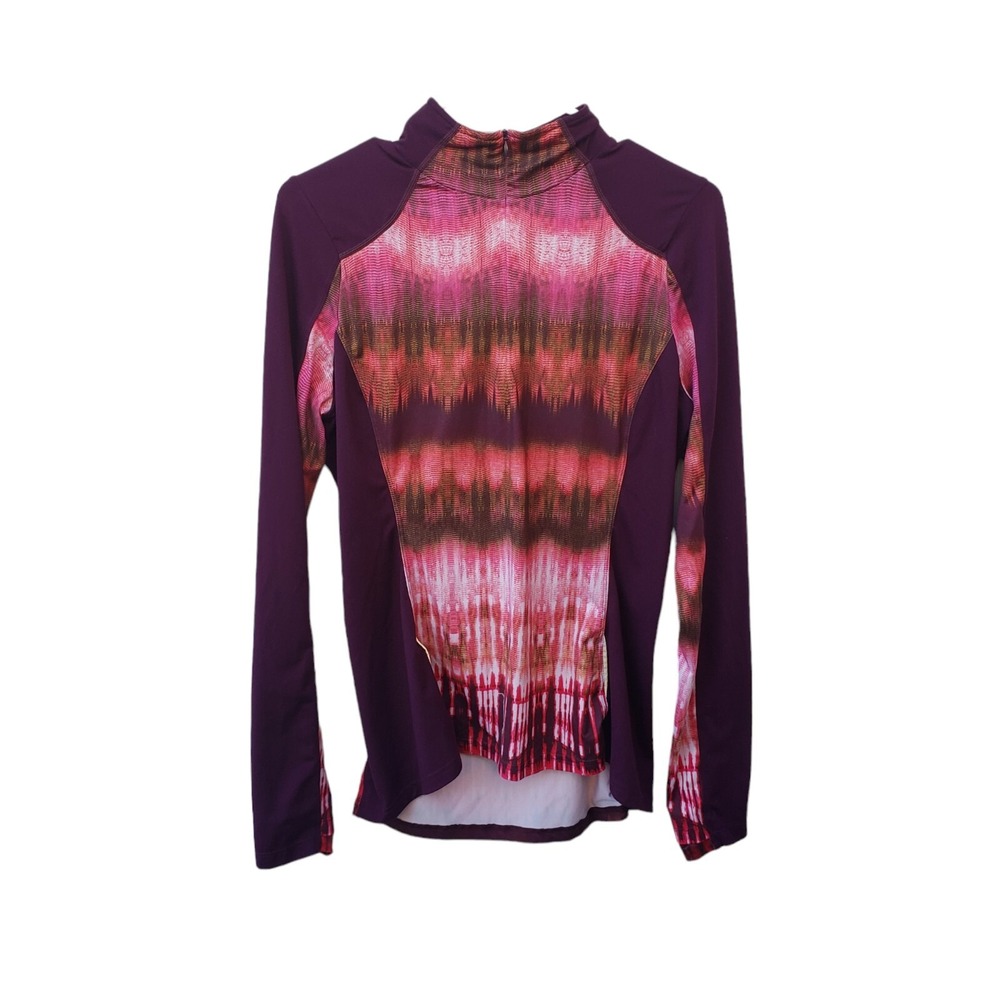 Prana Sierra 1/4 Quarter Zip Womens Large Athletic Top Black Plum Purple